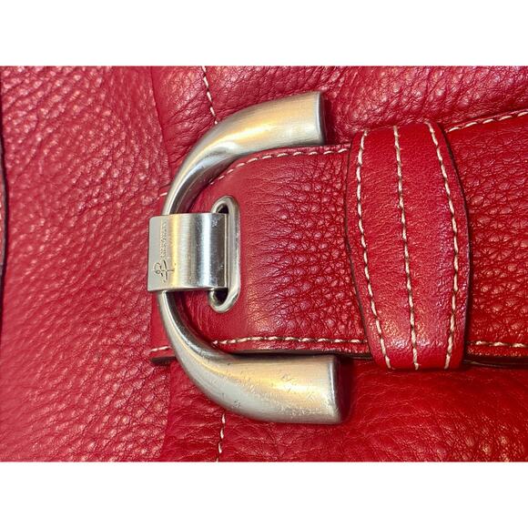 B. MAKOWSKY Purse Crossbody Red Pebbled Leather Shoulder Handbag with Keychain - Picture 12 of 13